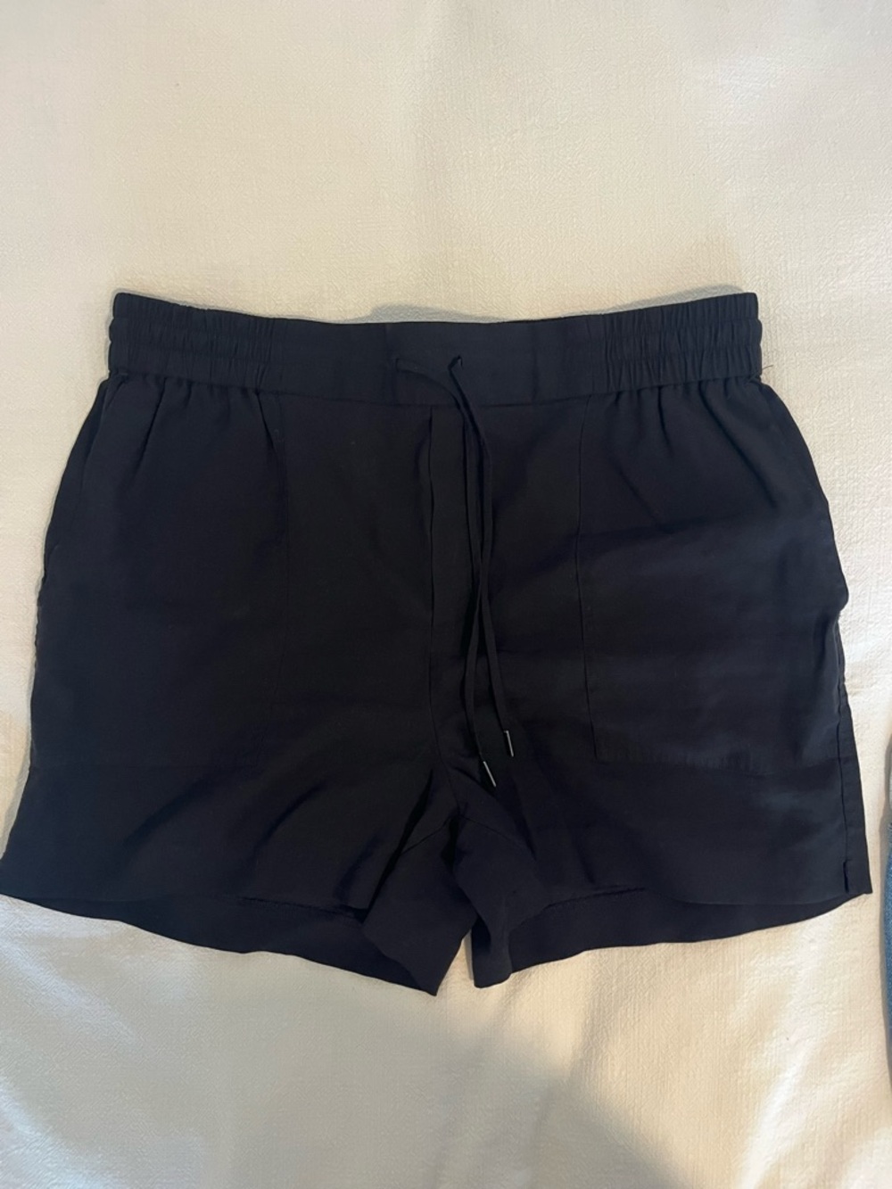 Kersh Black Elastic Waist Linen Shorts - Women